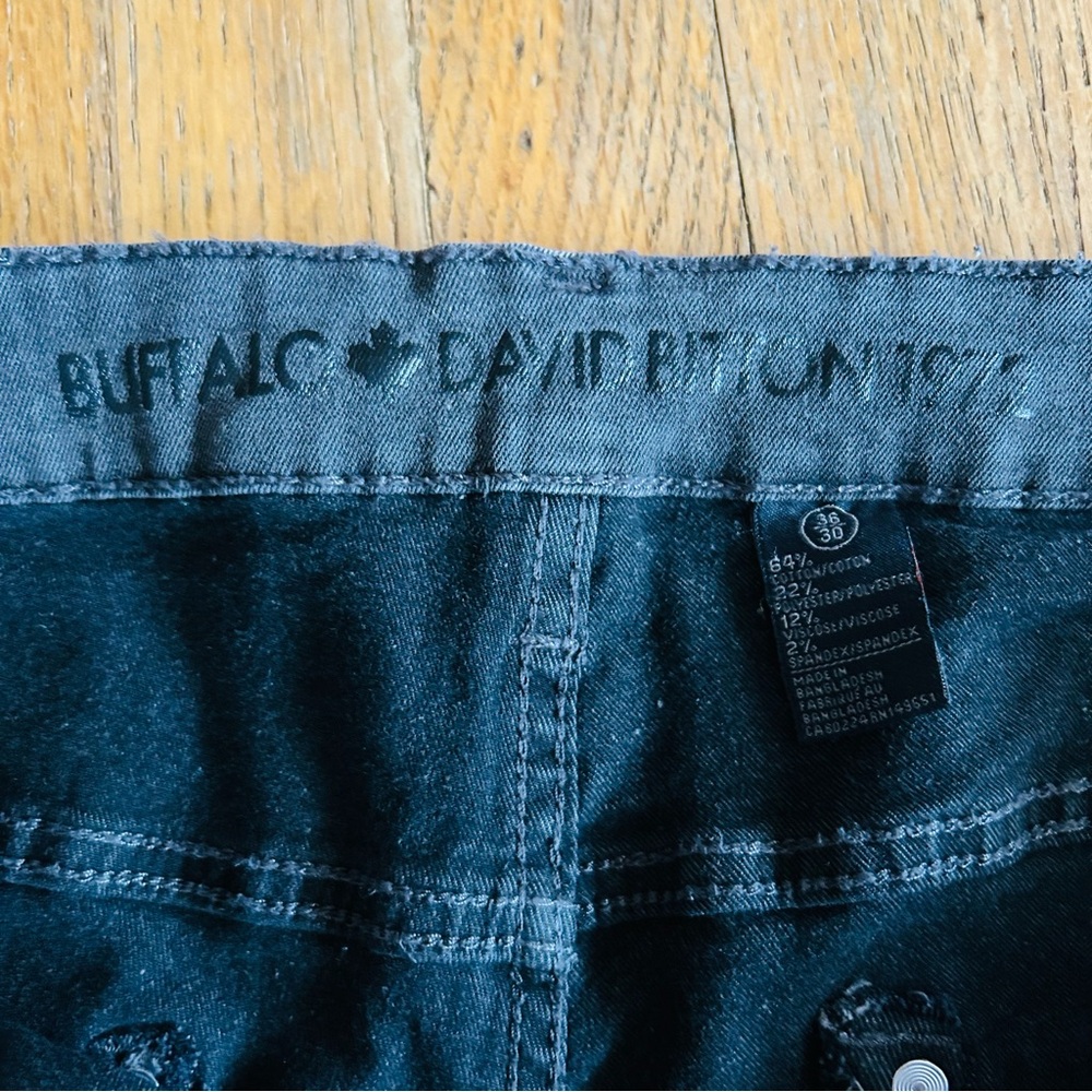 NWT Buffalo David Bitton Men's Grey Sanded Six-X Straight Stretch Jeans 36x30 - Picture 6 of 11